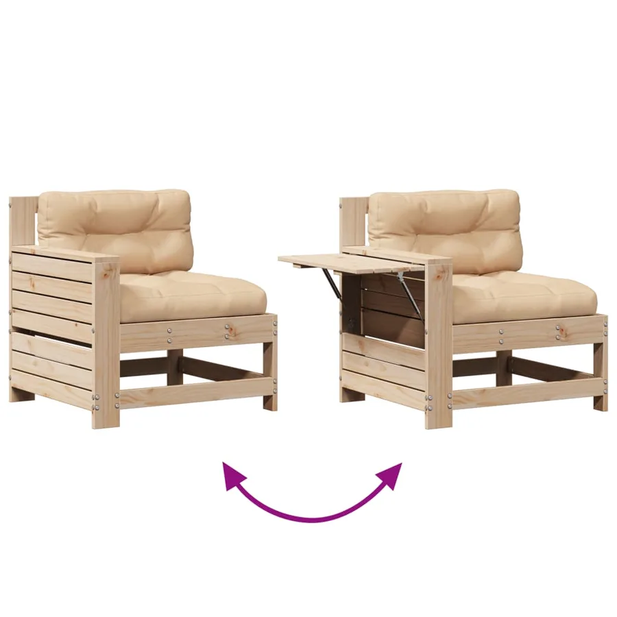 Salon de jardin 4 pcs avec coussins Bois de pin massif - 8
