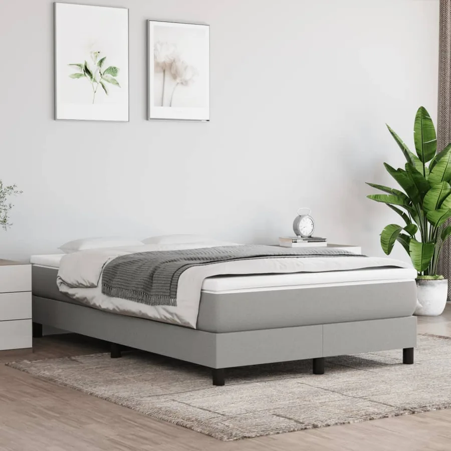 Sommier à lattes de lit et matelas gris clair 120x190 cm tissu - 3