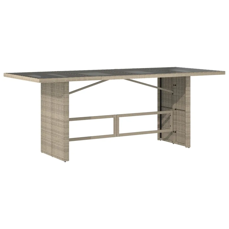 Table de jardin dessus en verre gris clair 190x80x74 cm - 2