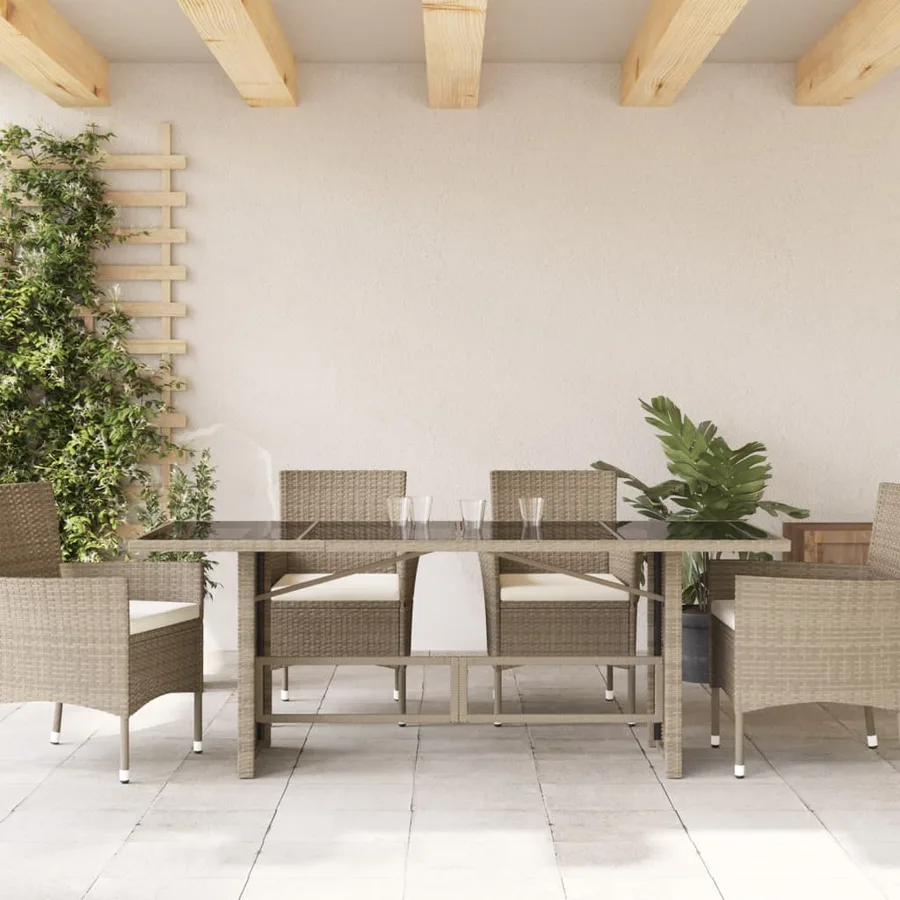Table de jardin dessus en verre gris clair 190x80x74 cm - 3