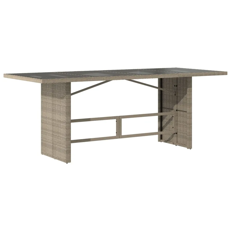 Table de jardin dessus en verre gris clair 190x80x74 cm - 5