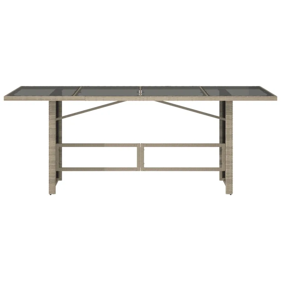 Table de jardin dessus en verre gris clair 190x80x74 cm - 6