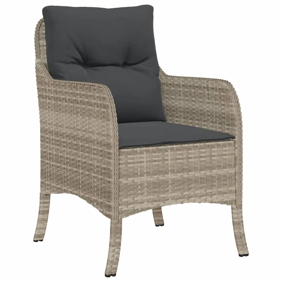 Ensemble à manger de jardin et coussins 9 pcs gris clair rotin - 3