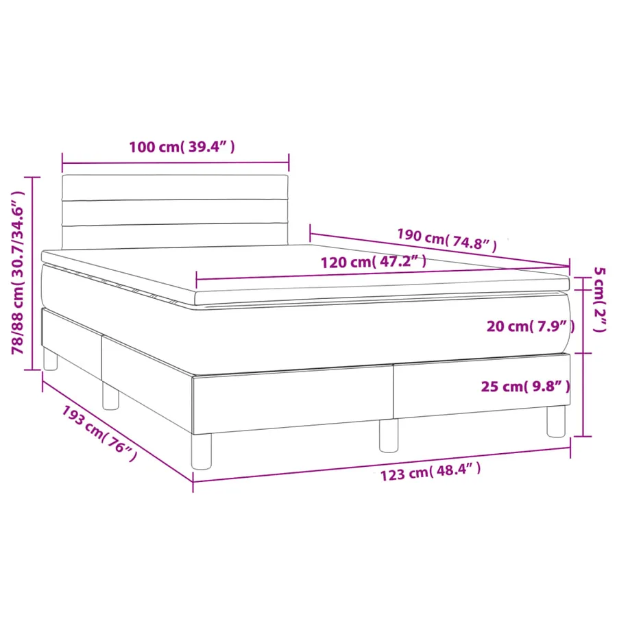 Sommier à lattes de lit avec matelas gris foncé 120x190cm tissu - 9
