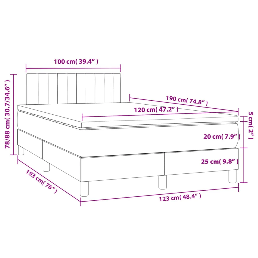 Sommier à lattes de lit avec matelas gris foncé 120x190cm tissu - 9