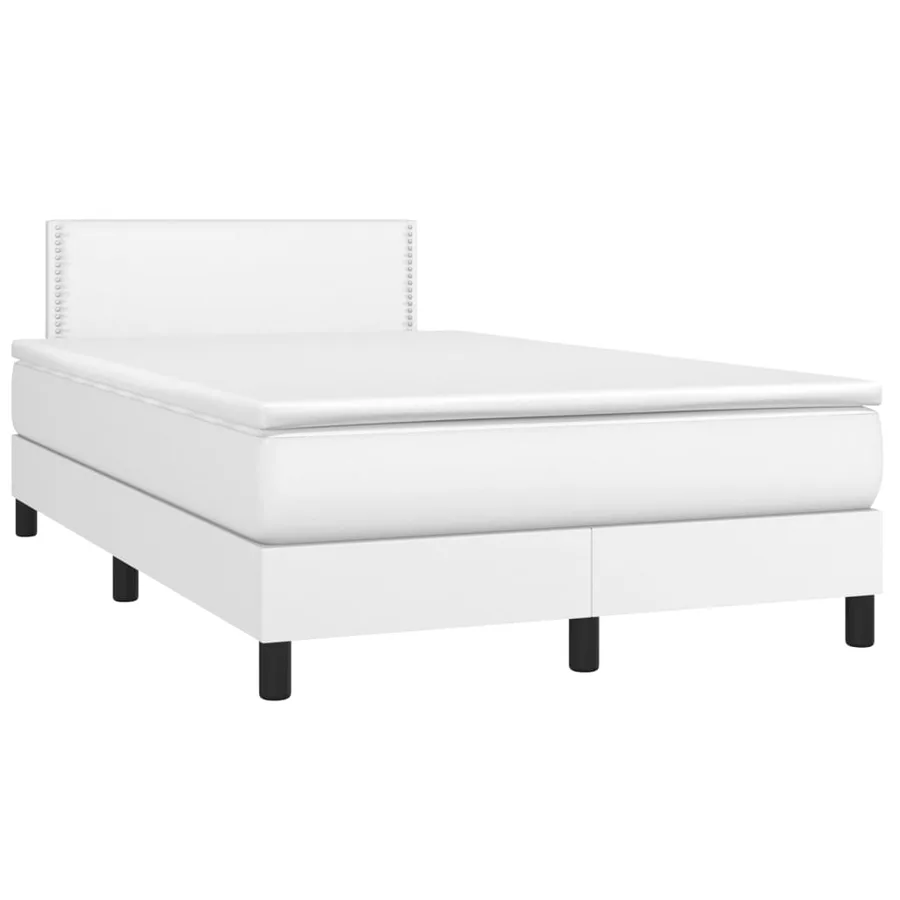 Sommier à lattes de lit avec matelas blanc 120x190cm similicuir - 2