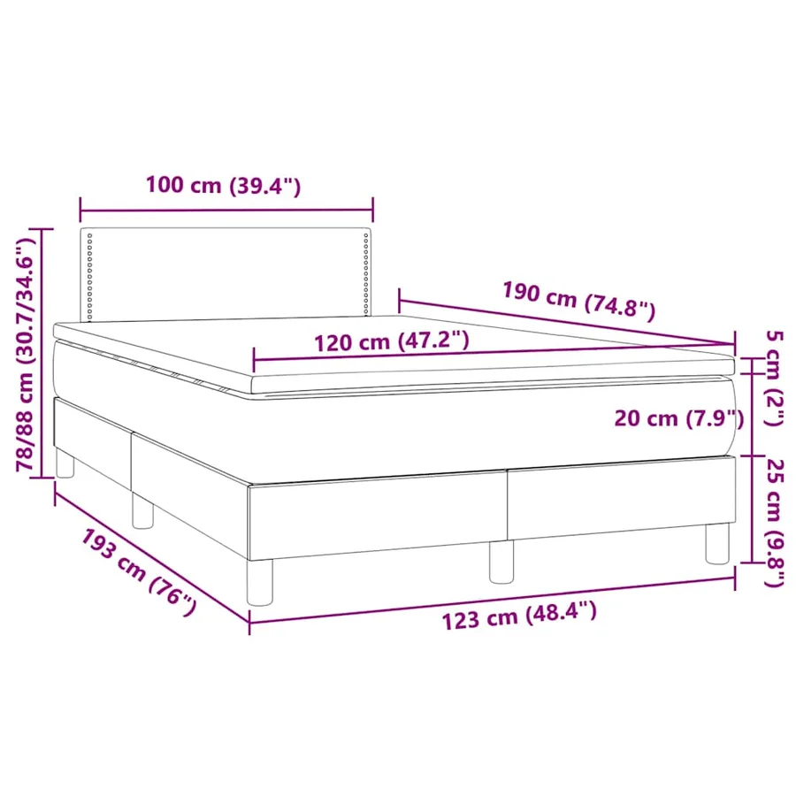 Sommier à lattes de lit avec matelas LED vert foncé 120x190 cm - 11