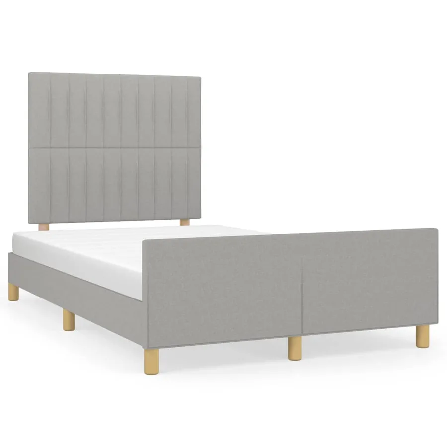 Cadre de lit sans matelas gris clair 120x190 cm tissu - 2