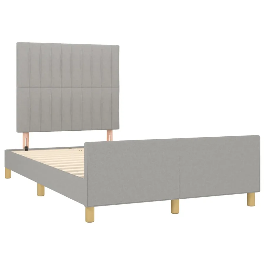 Cadre de lit sans matelas gris clair 120x190 cm tissu - 3