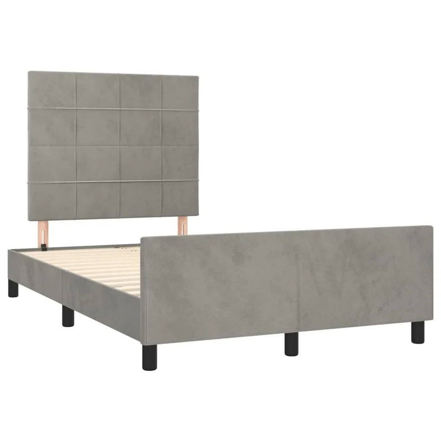 Cadre de lit sans matelas gris clair 120x190 cm velours - 3