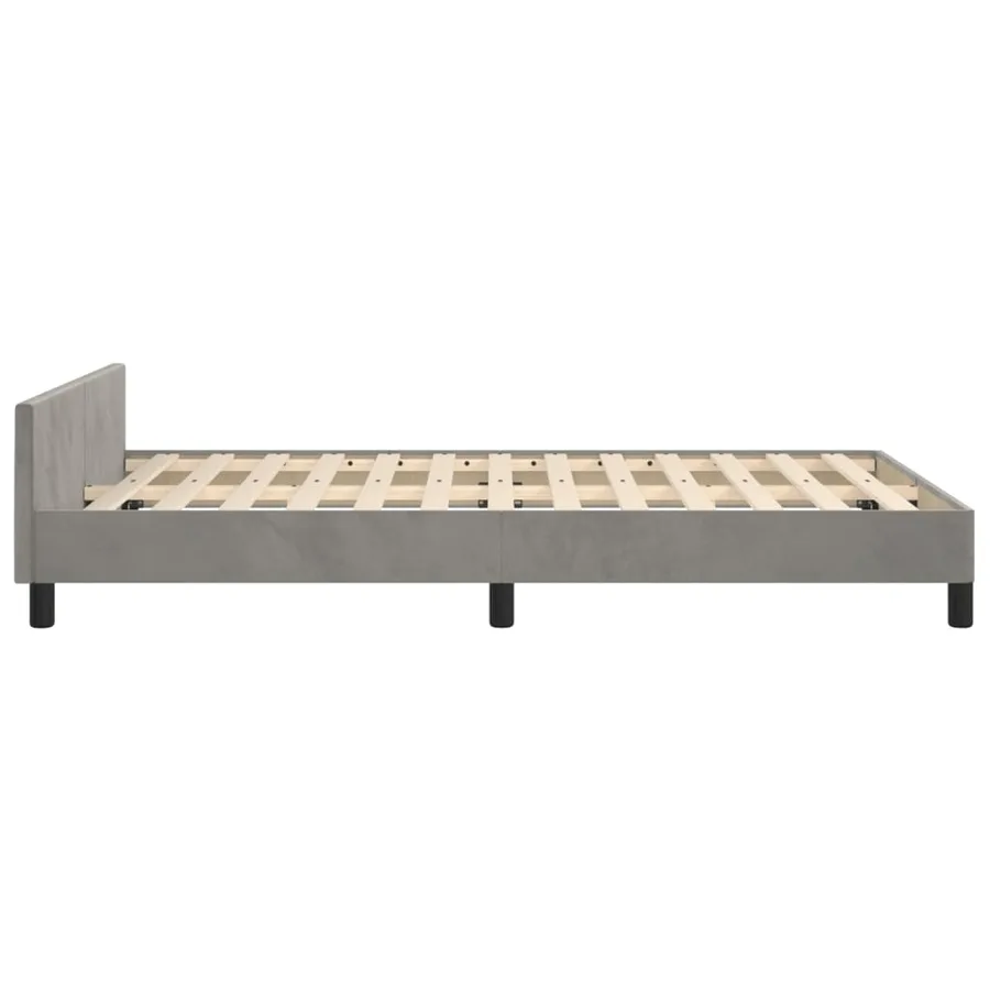 Cadre de lit sans matelas gris clair 120x190 cm velours - 7
