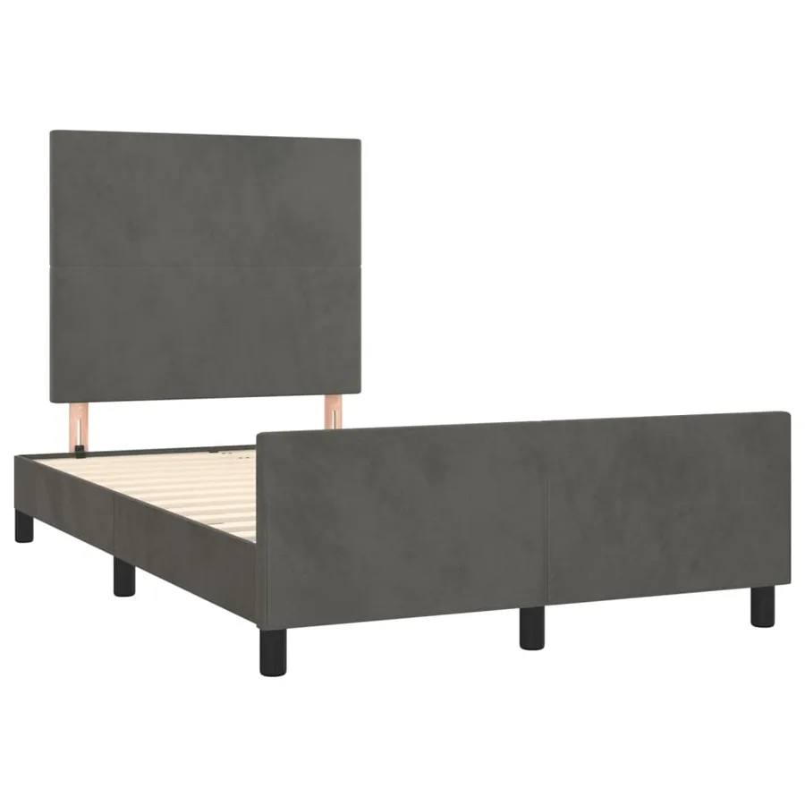 Cadre de lit sans matelas gris foncé 120x190 cm velours - 3