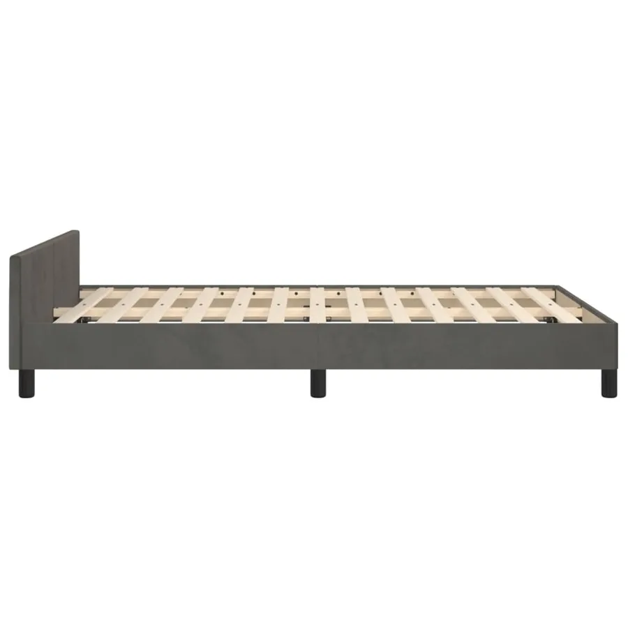Cadre de lit sans matelas gris foncé 120x190 cm velours - 7