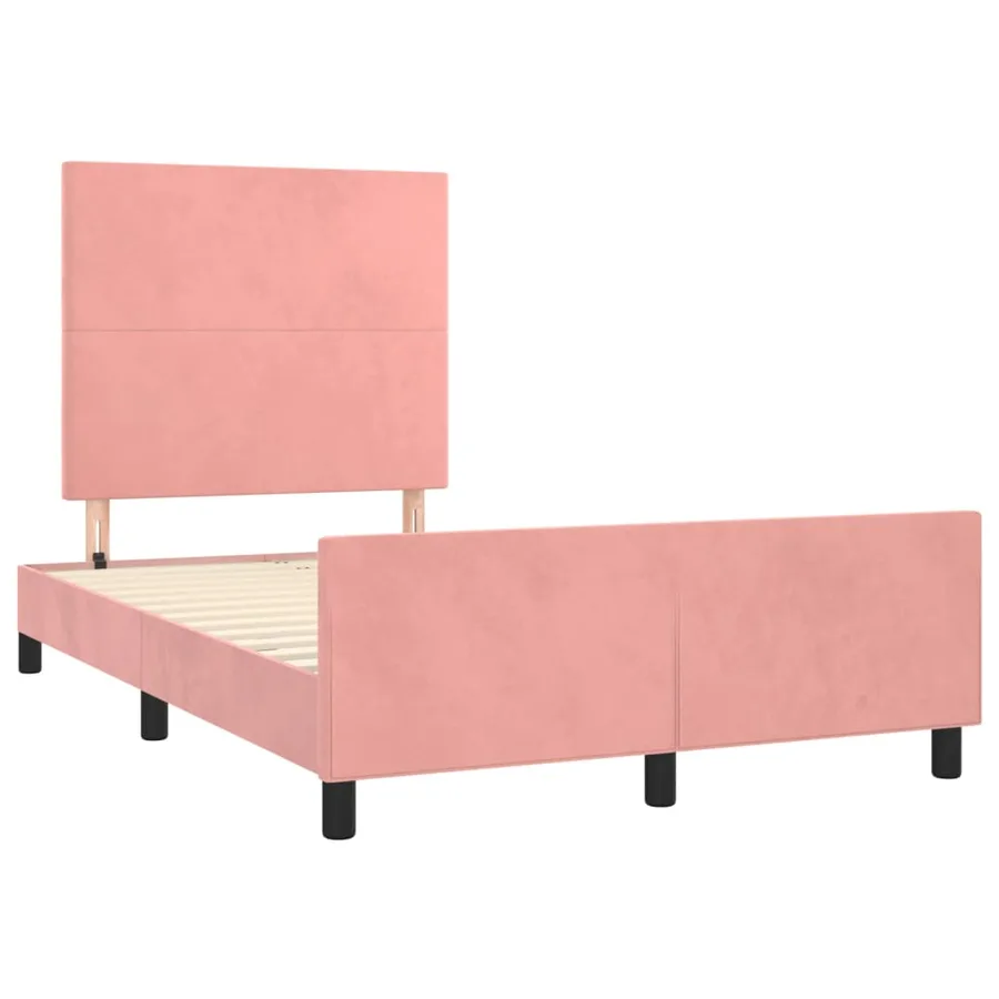 Cadre de lit sans matelas rose 120x190 cm velours - 3