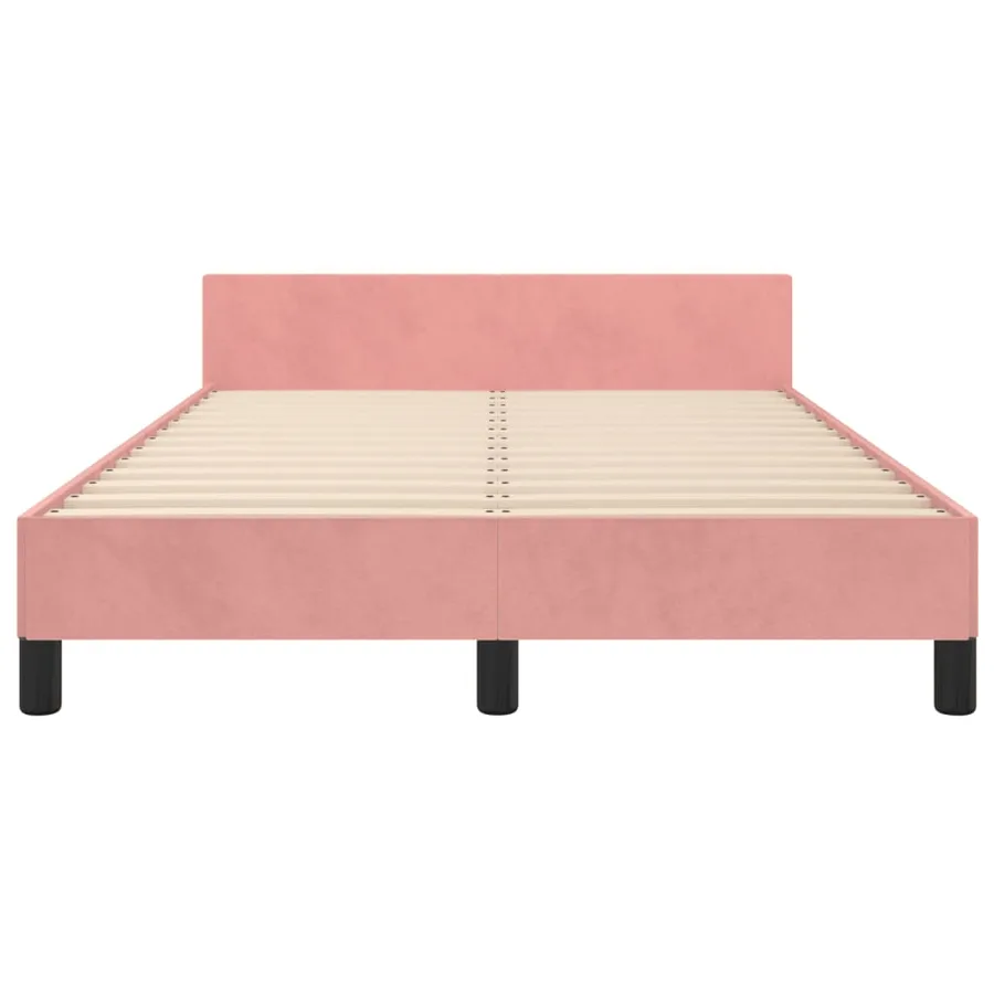 Cadre de lit sans matelas rose 120x190 cm velours - 6