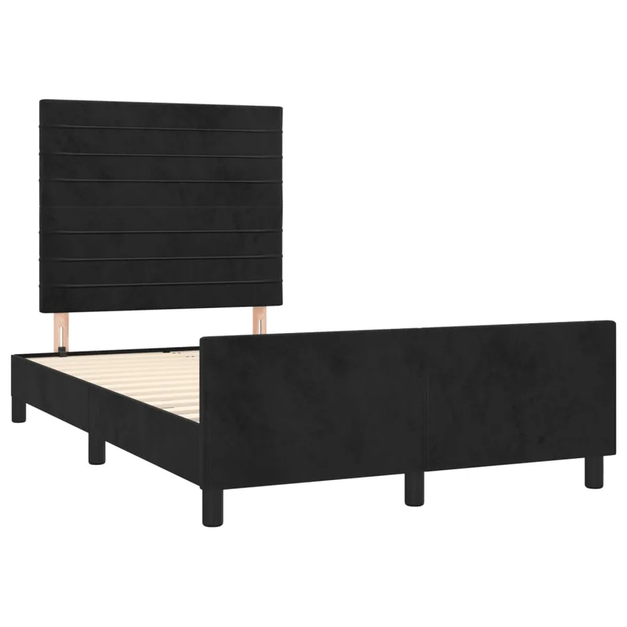 Cadre de lit sans matelas noir 120x190 cm velours - 3