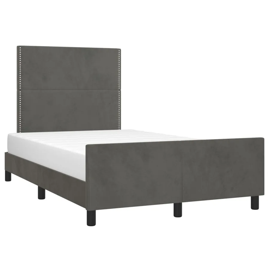 Cadre de lit sans matelas gris foncé 120x190 cm velours - 4