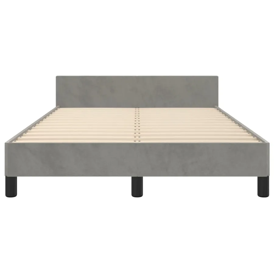 Cadre de lit sans matelas gris clair 120x190 cm velours - 6