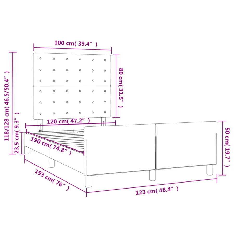Cadre de lit sans matelas gris clair 120x190 cm velours - 11