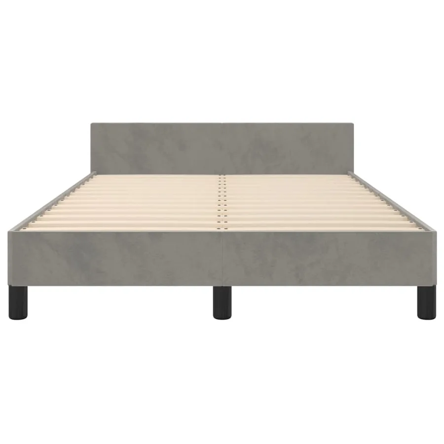 Cadre de lit sans matelas gris clair 120x190 cm velours - 6