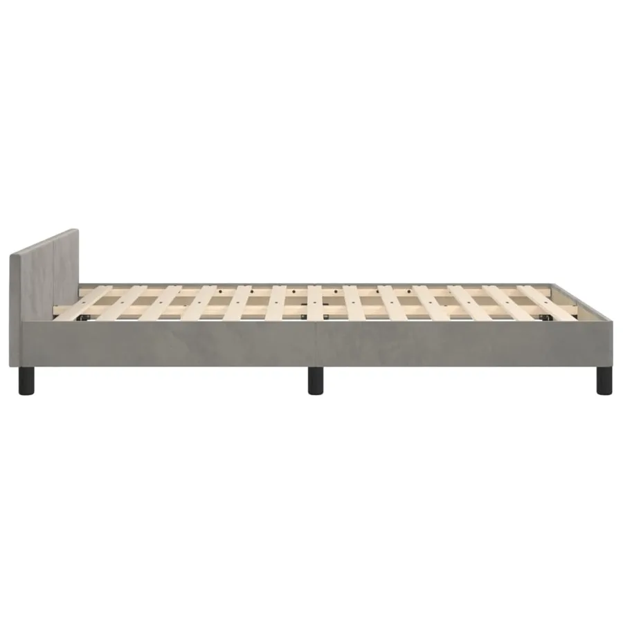 Cadre de lit sans matelas gris clair 120x190 cm velours - 7