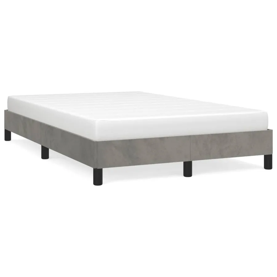 Cadre de lit sans matelas gris clair 120x190 cm velours - 2