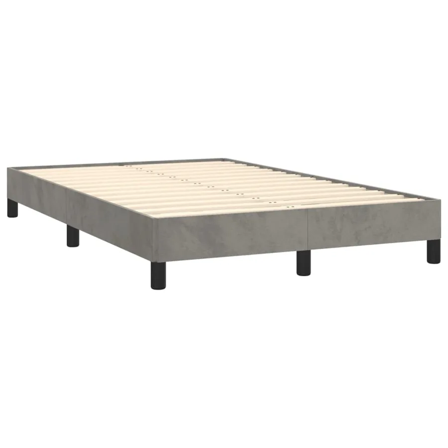 Cadre de lit sans matelas gris clair 120x190 cm velours - 3
