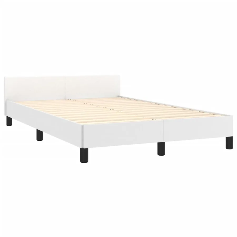 Cadre de lit sans matelas blanc 120x190 cm similicuir - 3
