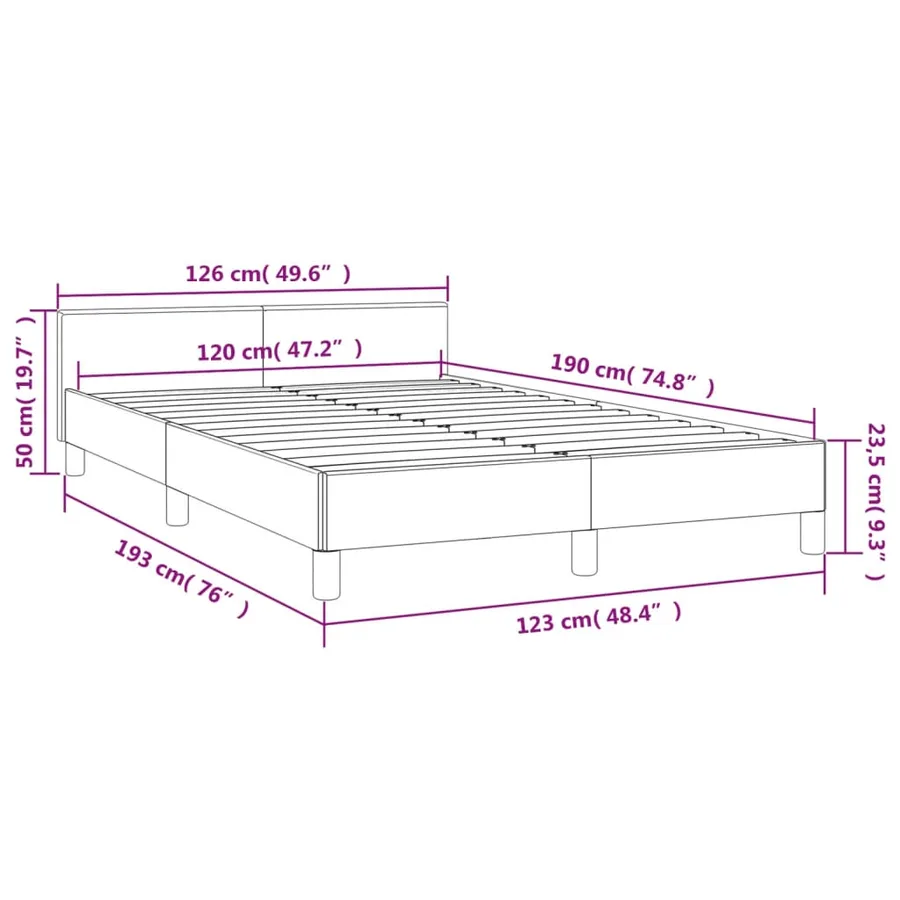 Cadre de lit sans matelas gris foncé 120x190 cm tissu - 9