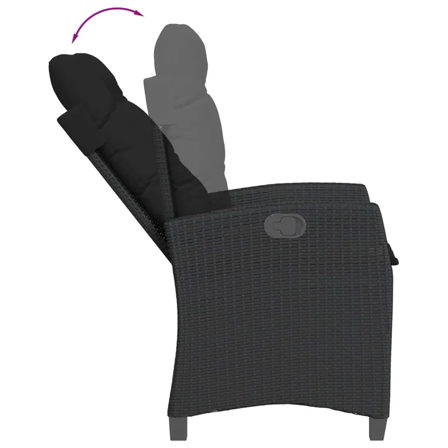 Ensemble à manger de jardin 9pcs coussins noir résine tressée - 6