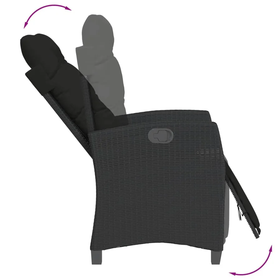 Ensemble à manger de jardin 9pcs coussins noir résine tressée - 7