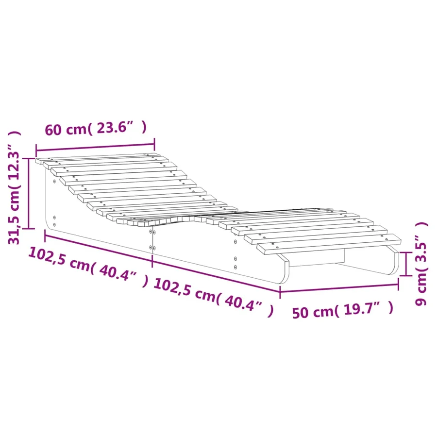 Chaise longue blanc 205x60x31,5 cm bois massif de pin - 9
