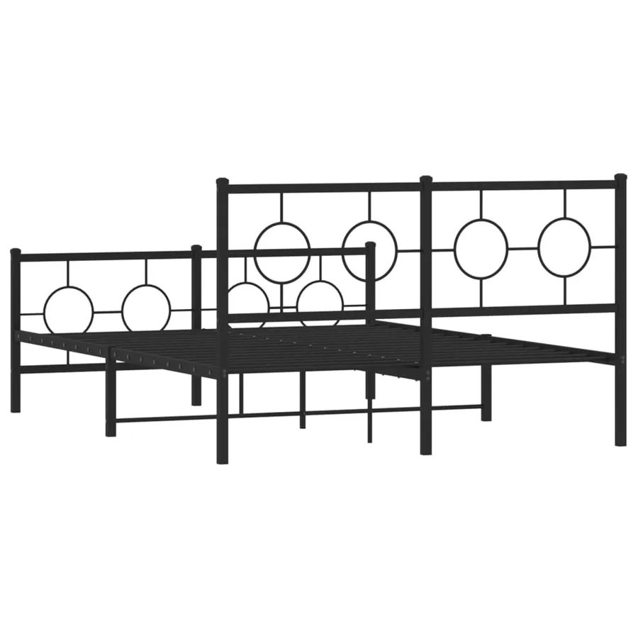 Cadre de lit métal sans matelas avec pied de lit noir 140x200cm - 7