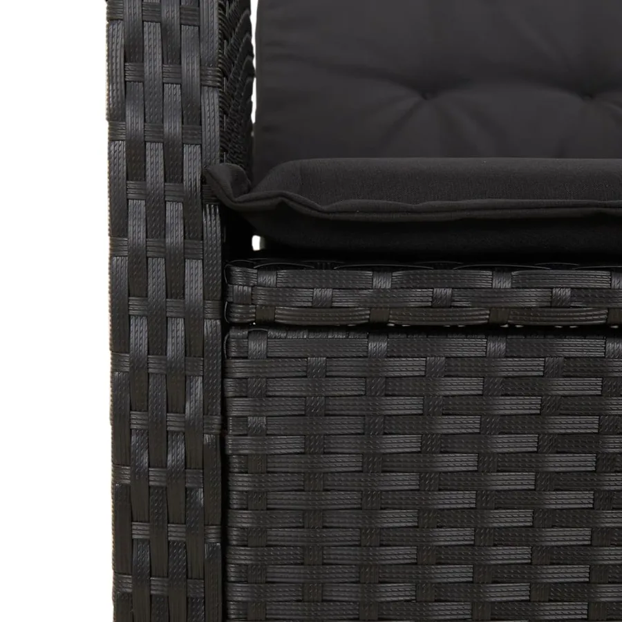 Ensemble à manger de jardin coussins 7pcs Noir Résine tressée - 6