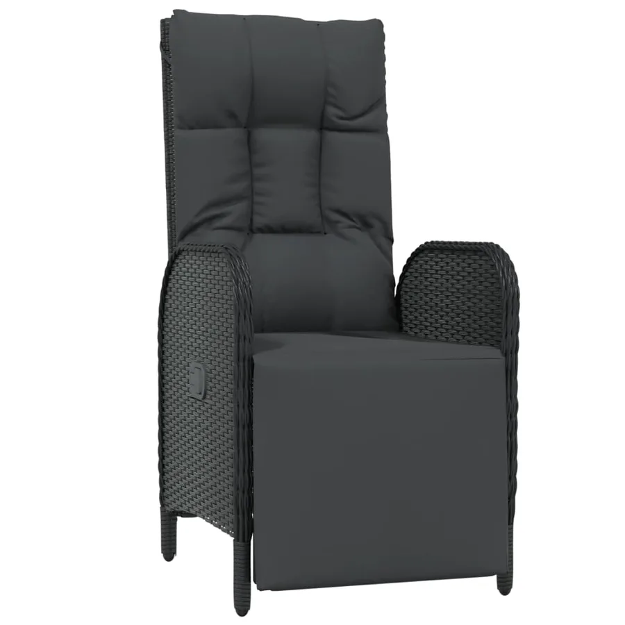 Ensemble à manger de jardin coussins 7pcs Noir Résine tressée - 3