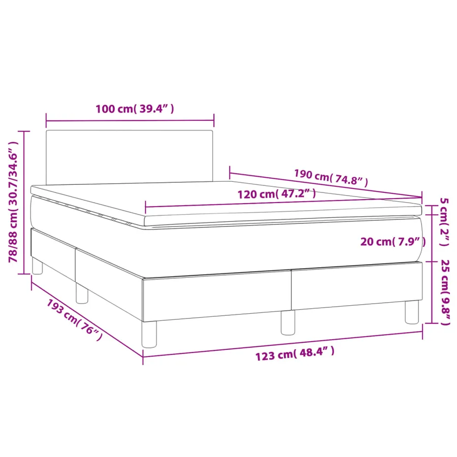 Sommier à lattes de lit matelas LED gris clair 120x190 cm tissu - 11
