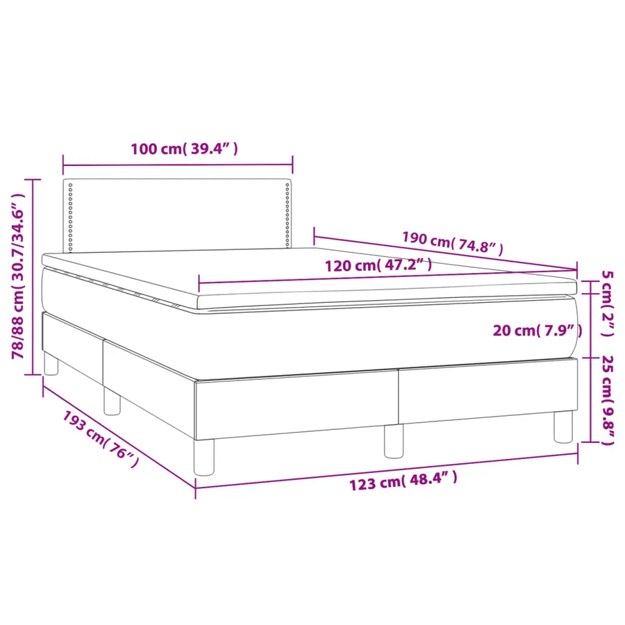 Sommier à lattes de lit matelas LED gris clair 120x190 cm tissu - 11