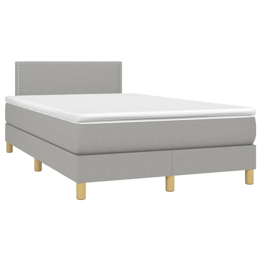 Sommier à lattes de lit matelas LED gris clair 120x190 cm tissu - 3
