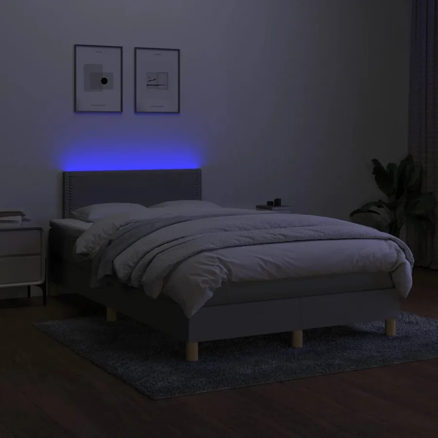 Sommier à lattes de lit matelas LED gris clair 120x190 cm tissu - 4
