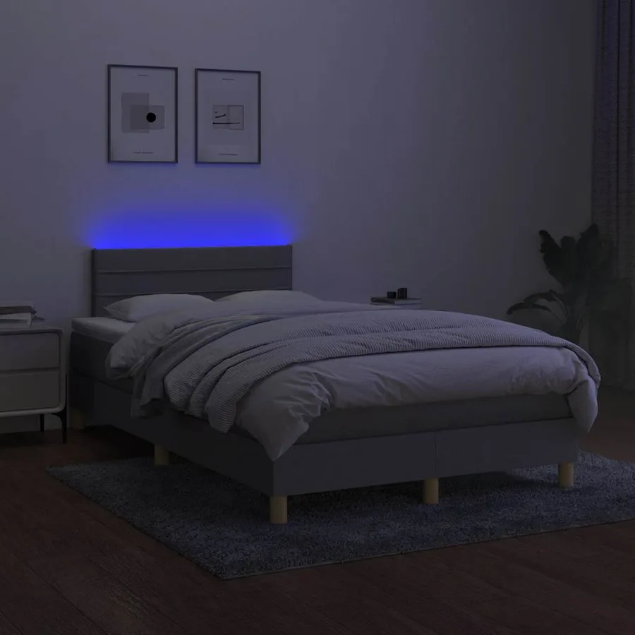 Sommier à lattes de lit matelas LED gris clair 120x190 cm tissu - 5