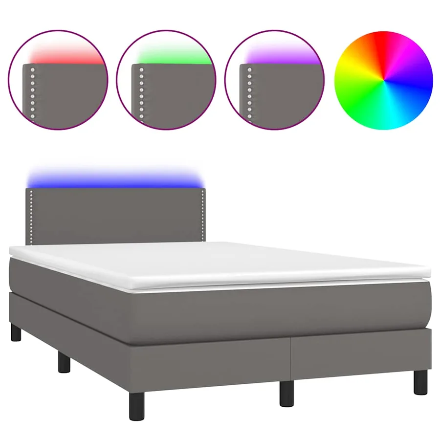 Sommier à lattes de lit matelas LED gris 120x190 cm similicuir - 2
