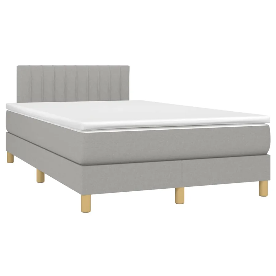 Sommier à lattes de lit et matelas gris clair 120x190 cm tissu - 2