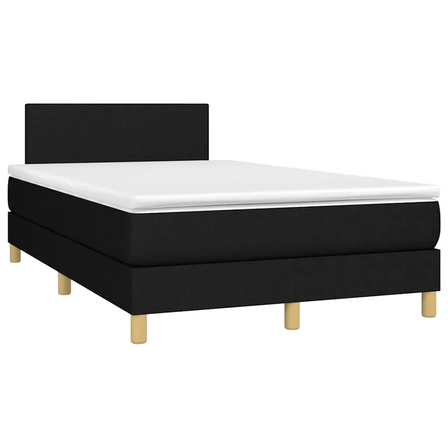 Sommier à lattes de lit matelas et LED noir 120x190 cm tissu - 3