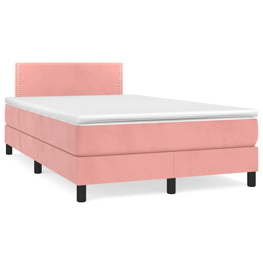 Sommier à lattes de lit et matelas LED rose 120x190 cm velours - 3