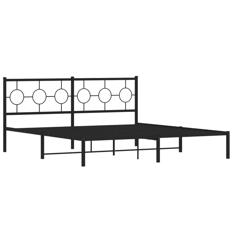 Cadre de lit métal sans matelas et tête de lit noir 180x200 cm - 3