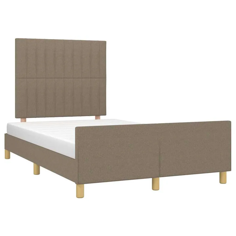 Cadre de lit sans matelas taupe 120x190 cm tissu - 4