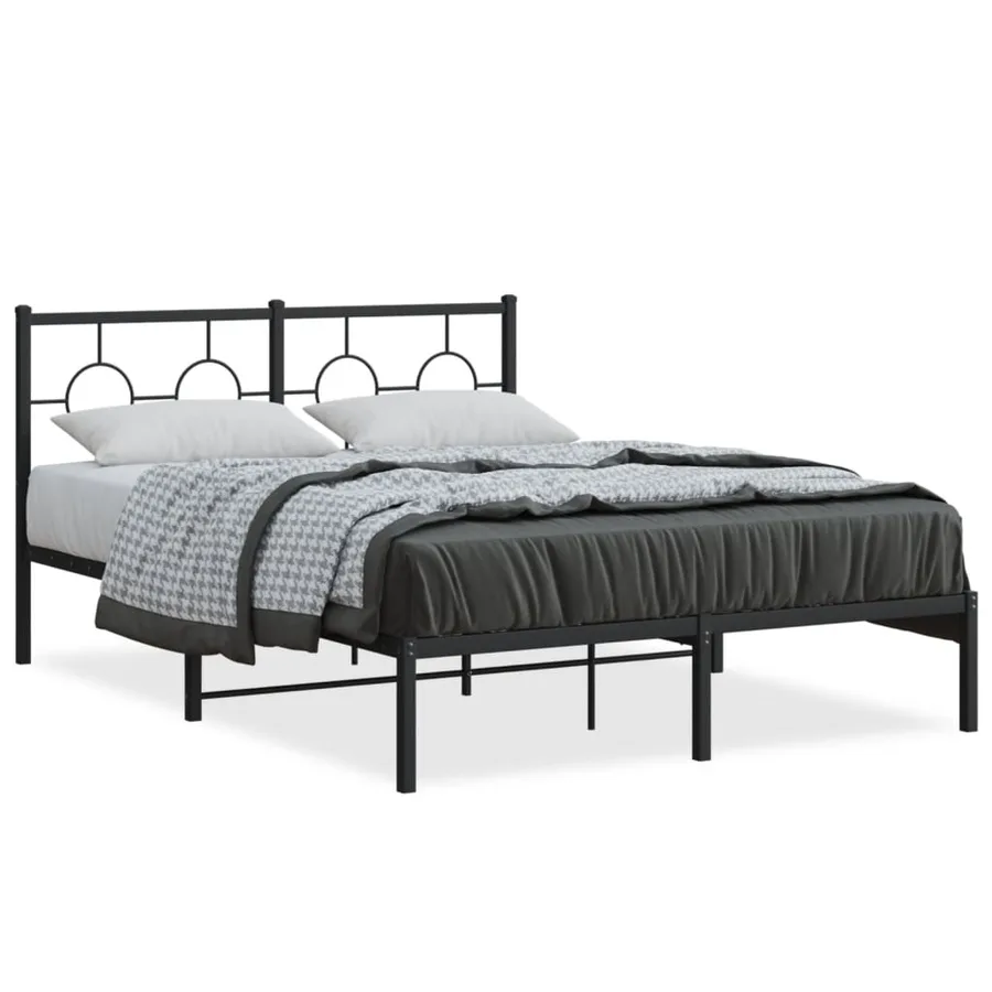Cadre de lit métal sans matelas avec tête de lit noir 140x190cm - 2