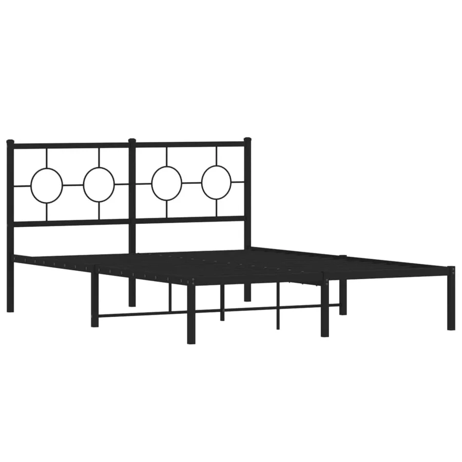 Cadre de lit métal sans matelas avec tête de lit noir 140x190cm - 3