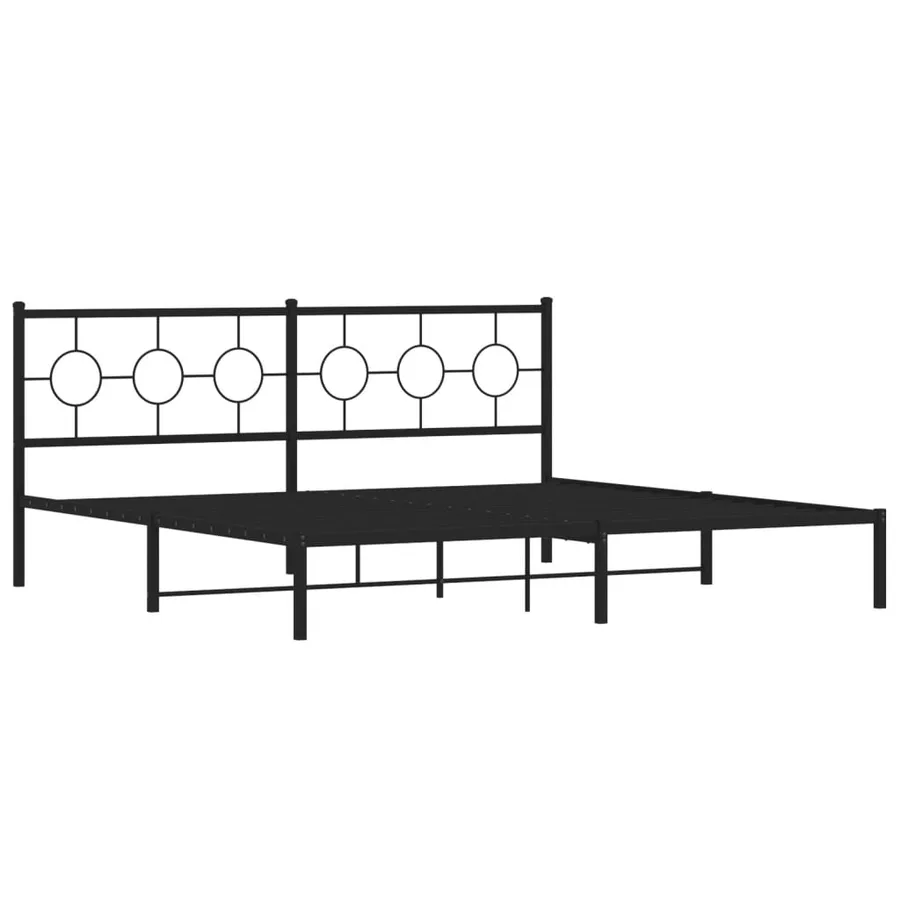 Cadre de lit métal sans matelas avec tête de lit noir 193x203cm - 3