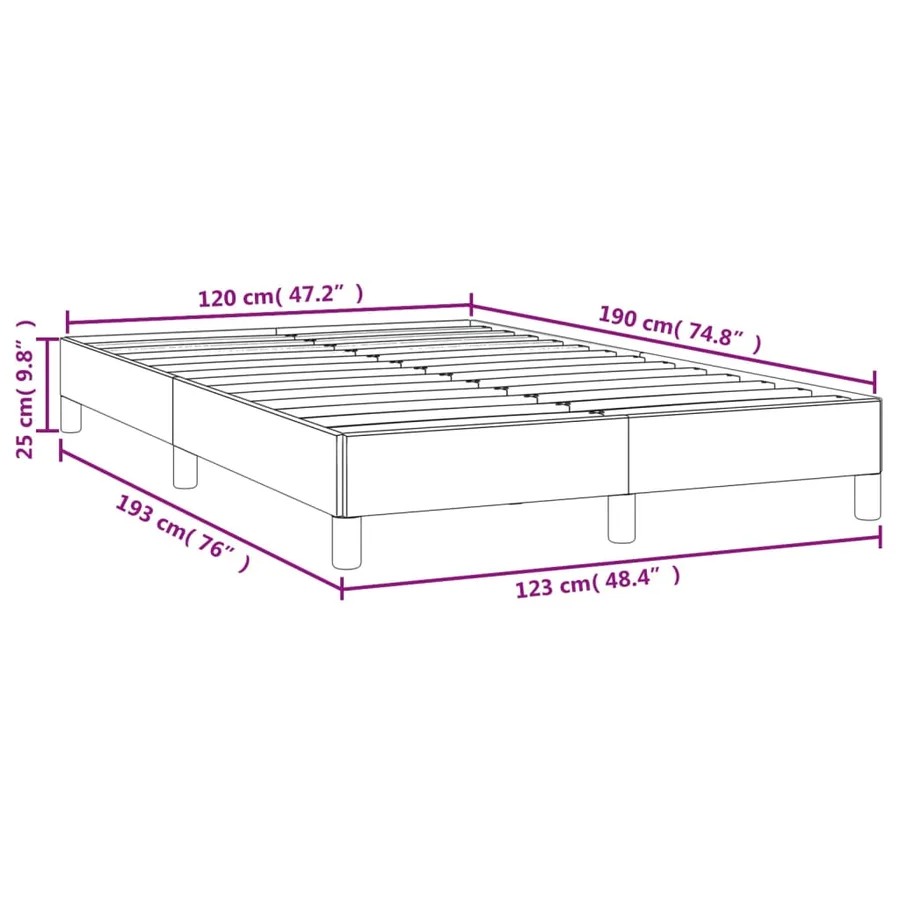 Cadre de lit sans matelas taupe 120x190 cm tissu - 9